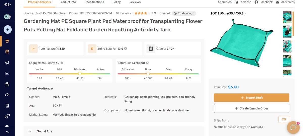 Gardening Mat best items to dropship in September 2025 from AutoDS Marketplace
