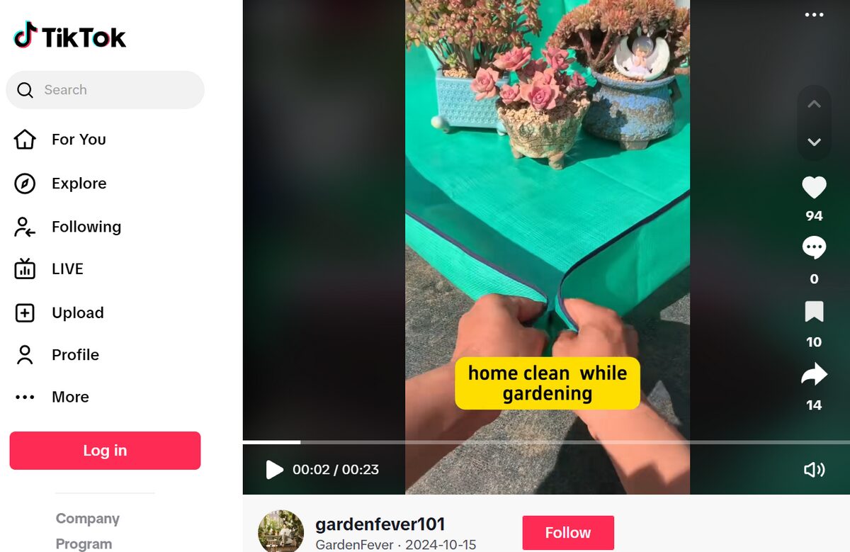 Gardening Mat on Social Media TikTok Ad
