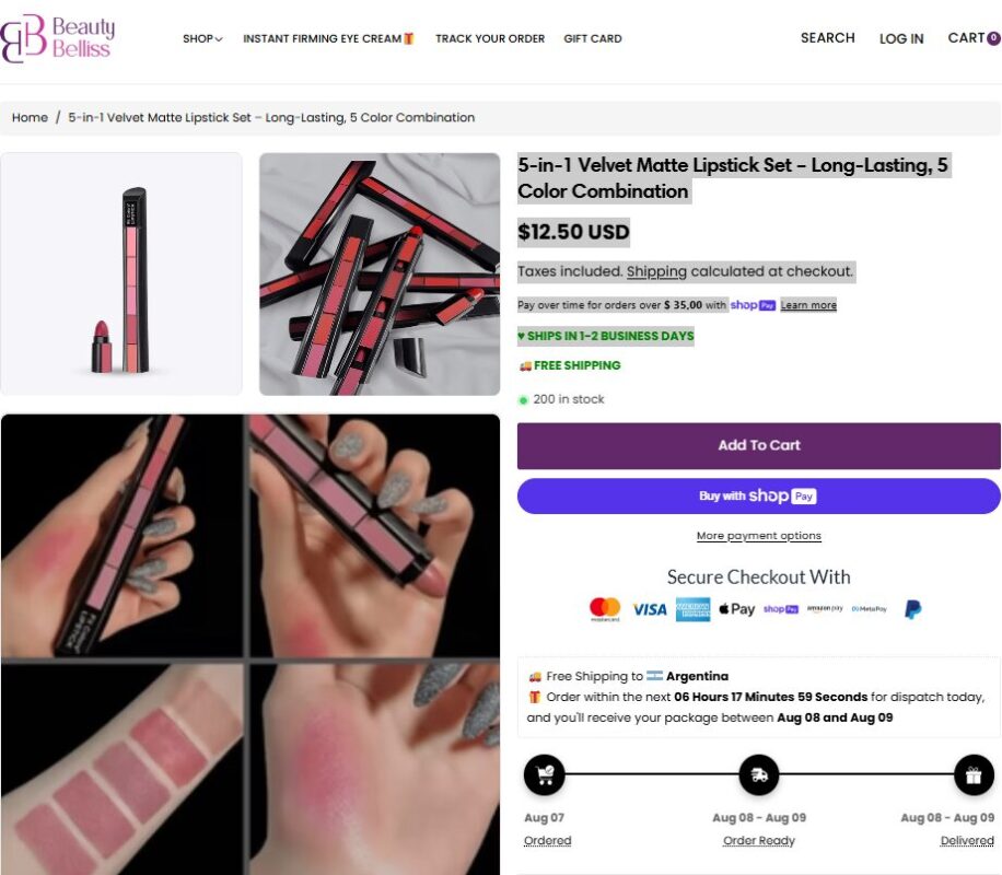 5 in 1 Lipstick Seller Website Beauty Belliss