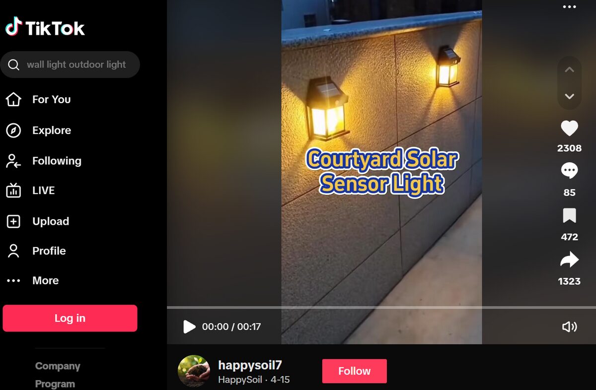 Outdoor Solar Lamp TikTok Ad