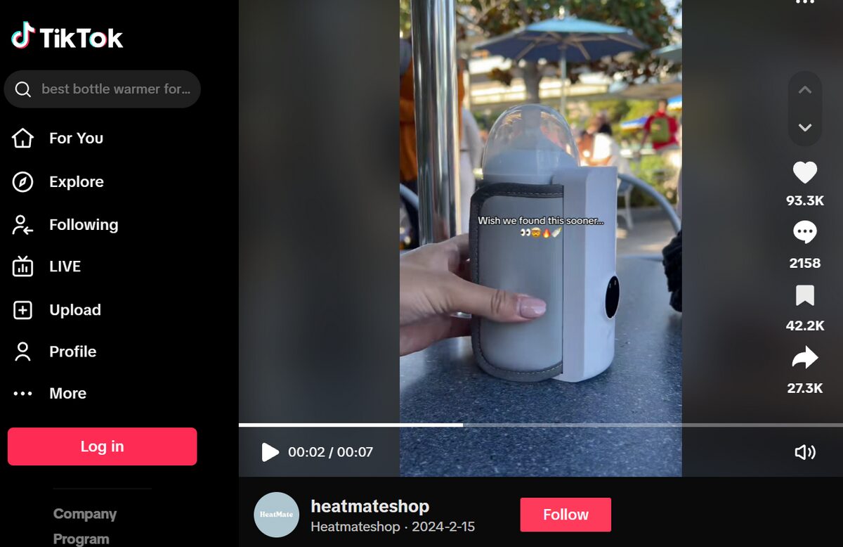 Portable Baby Bottle Warmer Tik Tok Ad Social Media