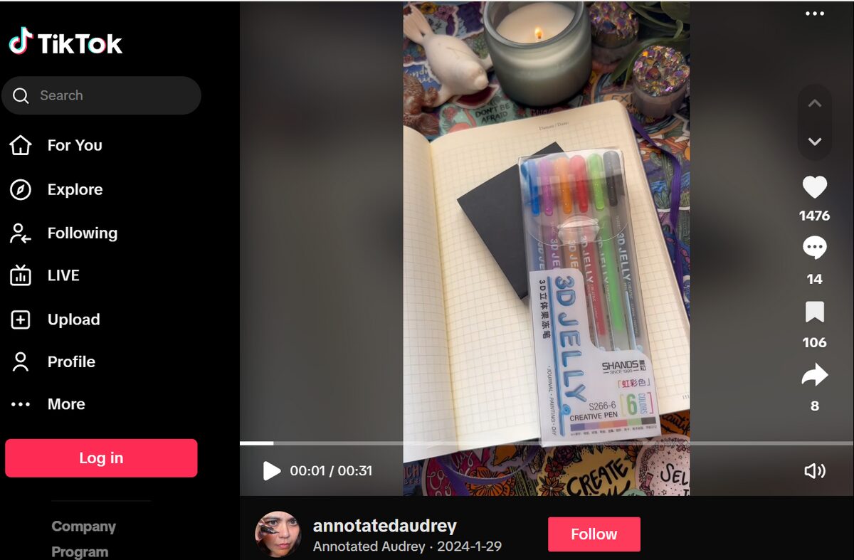 Jelly Pens Social Media Ad on TikTok