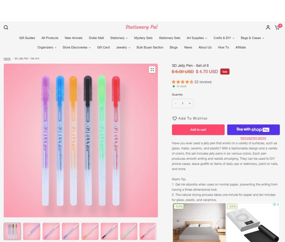 Jelly Pens Website of the Seller