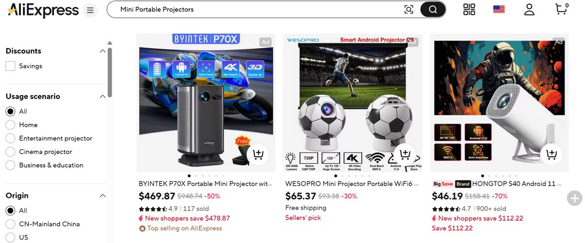 Aliexpress Mini Portable Projectors Catalog