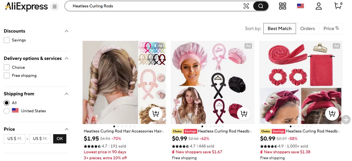 AliExpress Heatless Curling Rods trending products