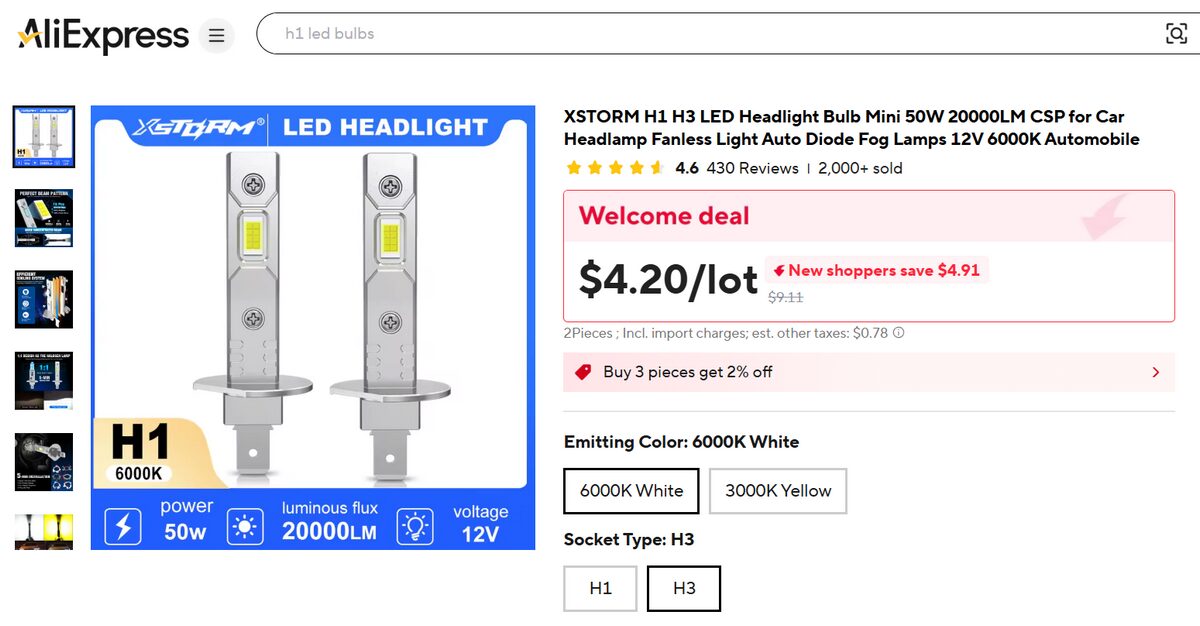 AliExpress Car LED Headlights