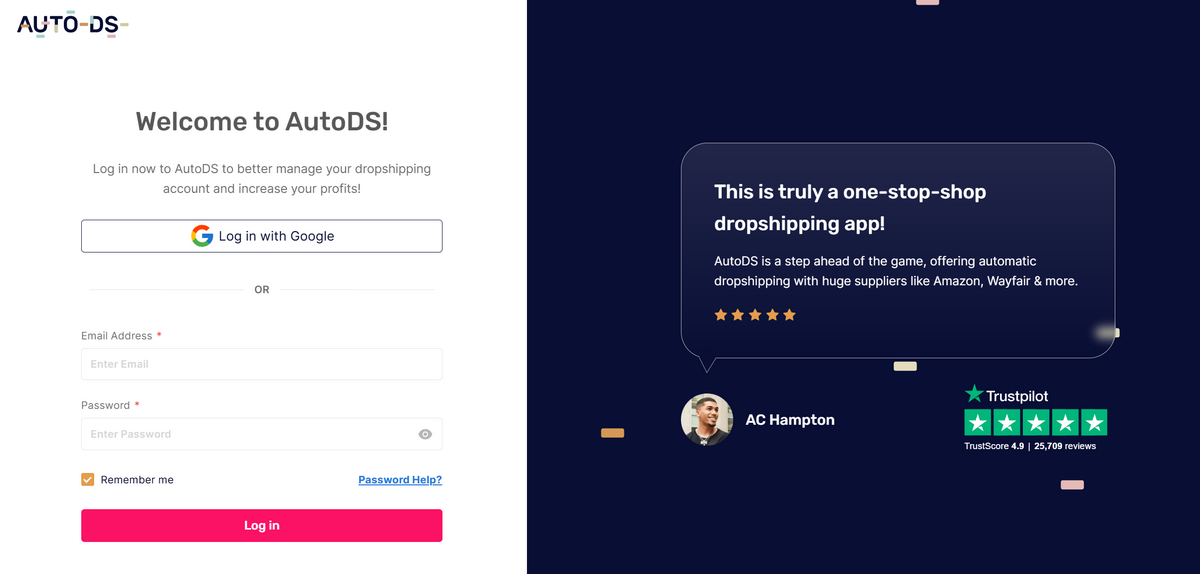 AutoDS Login to start dropshipping