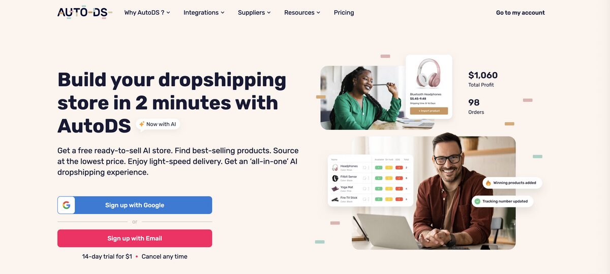 AutoDS, the best CJ Dropshipping alternative in 2025