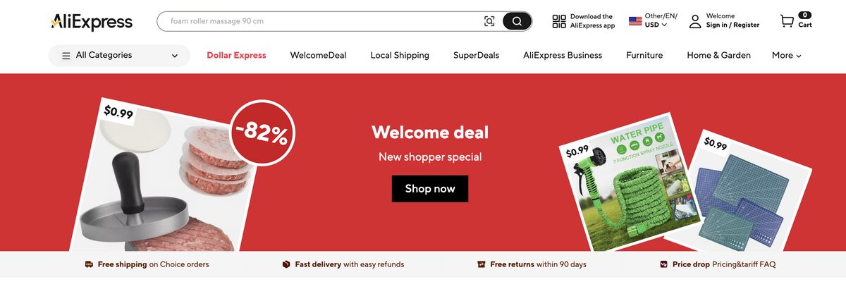 AliExpress, one of the best CJ Dropshipping alternatives in 2025