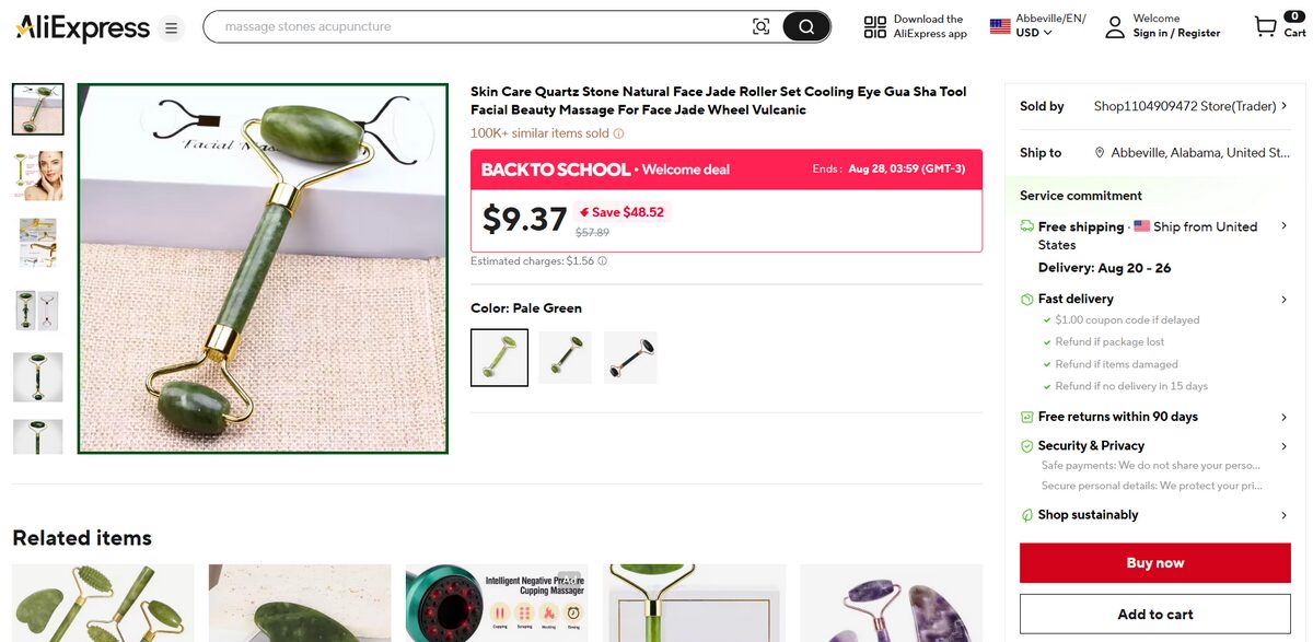 Jade Roller Skin care dropshipping product from AliExpress