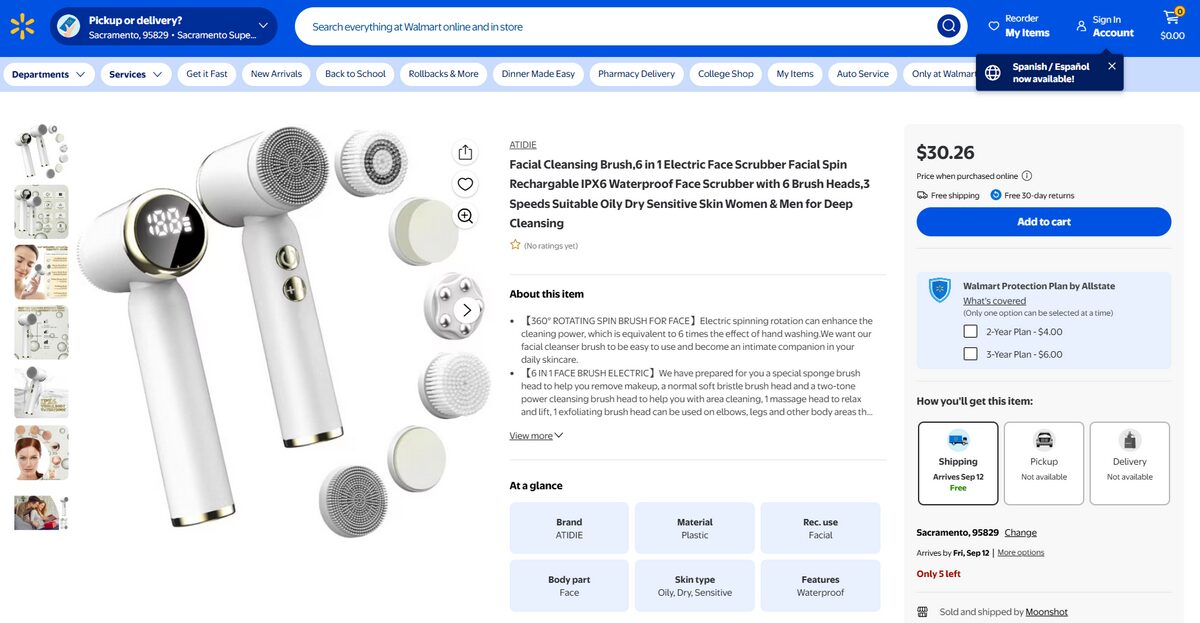 Walmart skin care dropshipping product