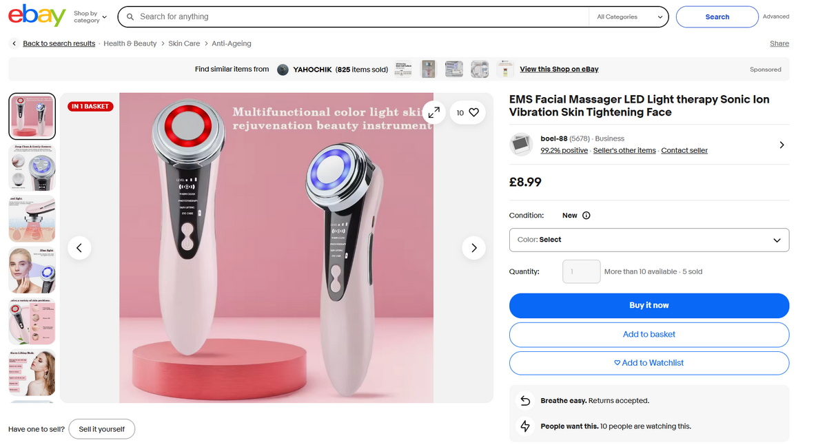 eBay listings for skin care products