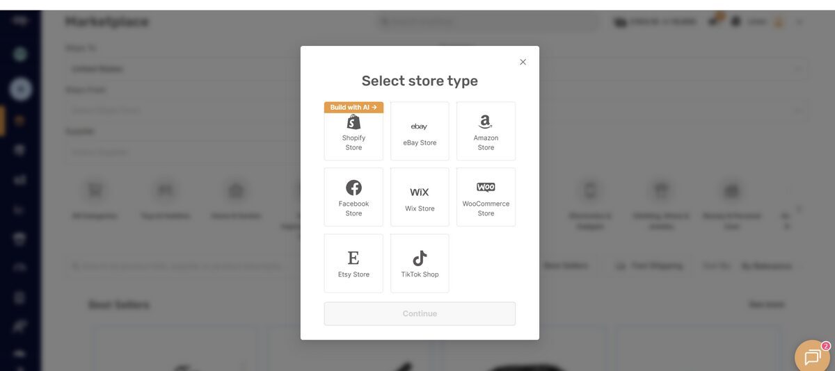 AutoDS platform connection to multiple stores and selling channels