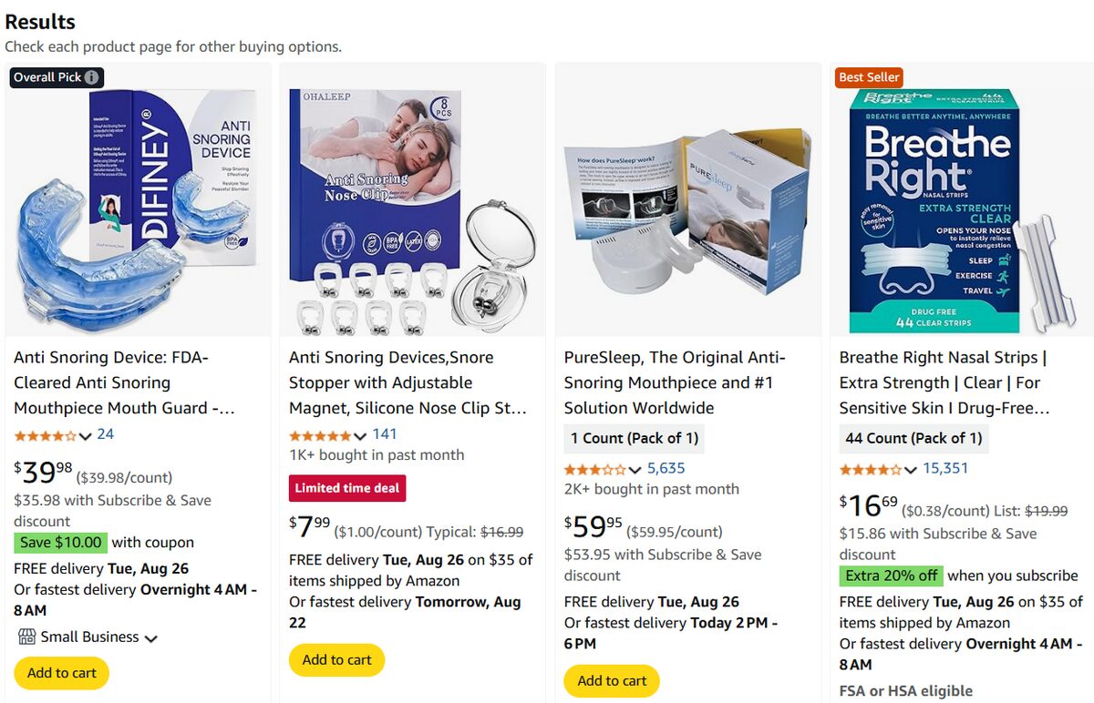 Anti snoring devices to dropship on Amazon catalog of medical products and supplies