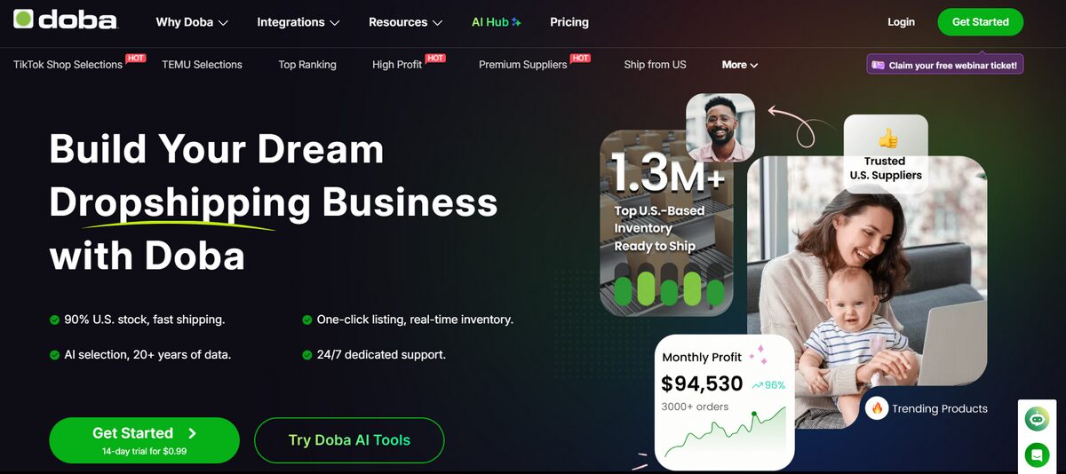 Doba Shopify dropshipping platform