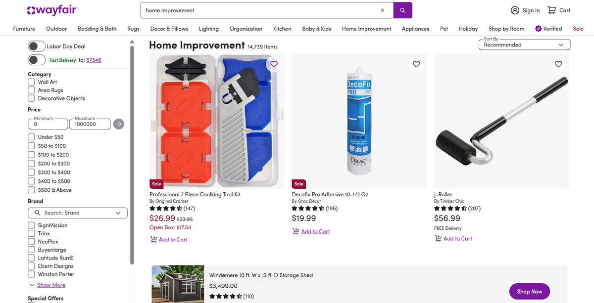 Source the best home improvement items from Wayfair