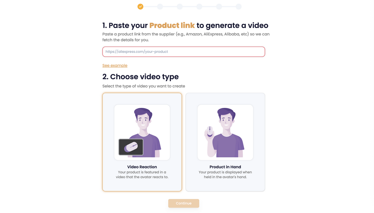 Paste your product link on CreateUGC AI to generate UGC video ads with AI in under 60 seconds