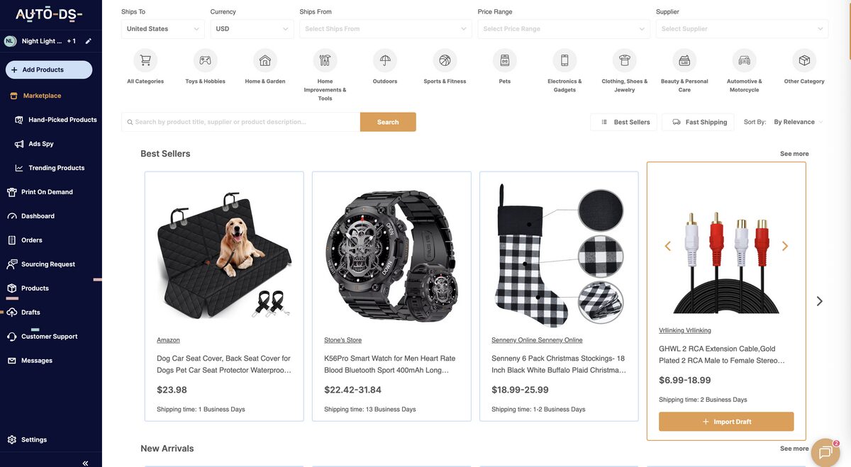 AutoDS marketplace