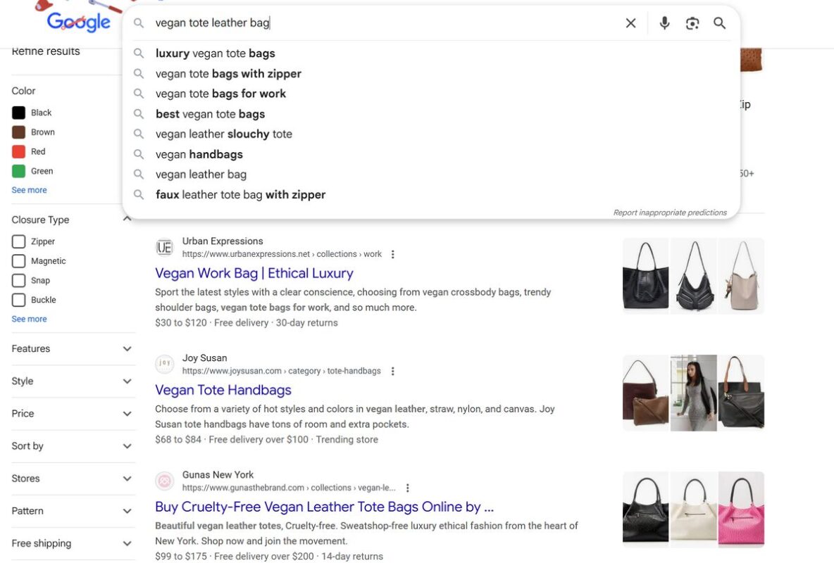 Product keyword Google search