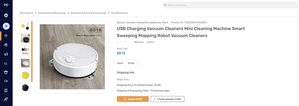 AutoDS listing for best portable vacuum cleaners this 2025