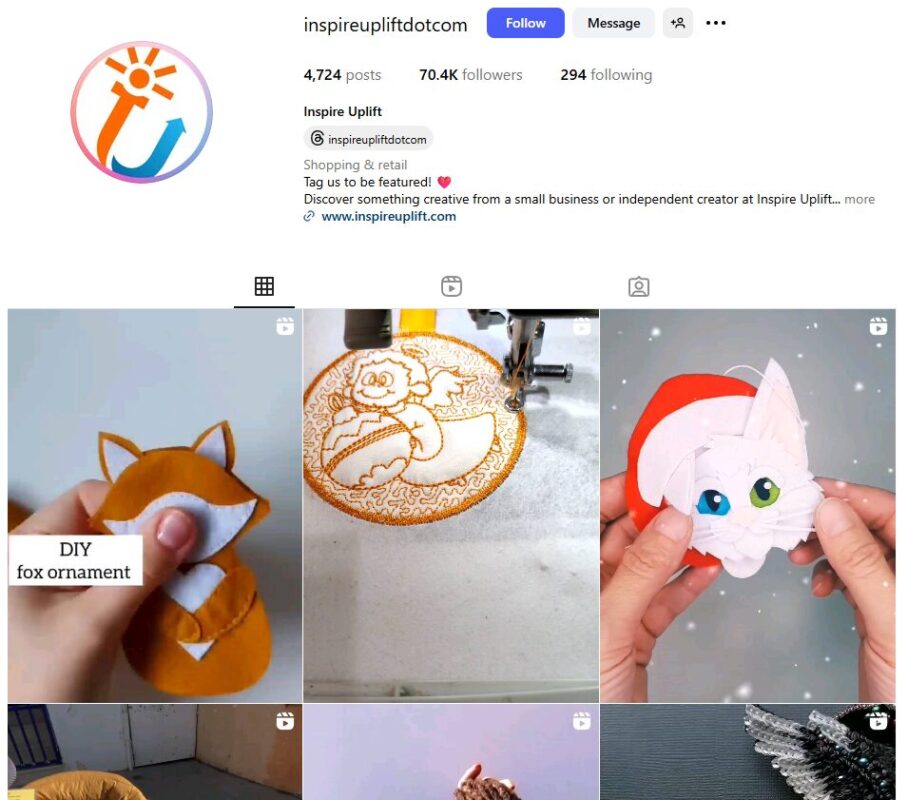 Inspire Uplift Social media account for Insgtagram dropshipping
