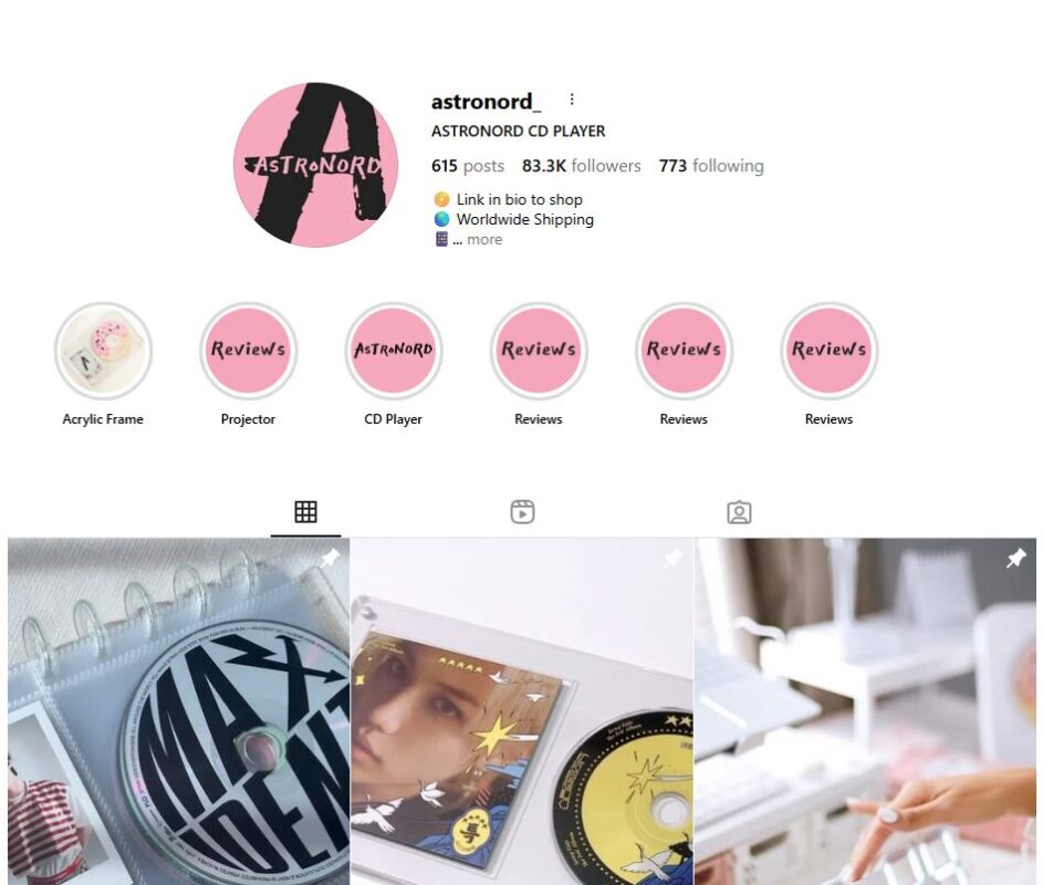 Atronord account example of Instagram dropshipping store page