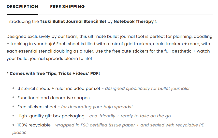 Product title and description on Shopify to drive page conversions