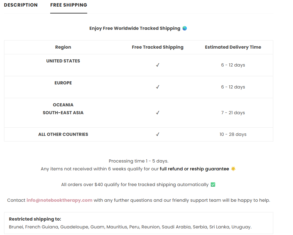 Shipping info on Shopify store to drive product page conversion