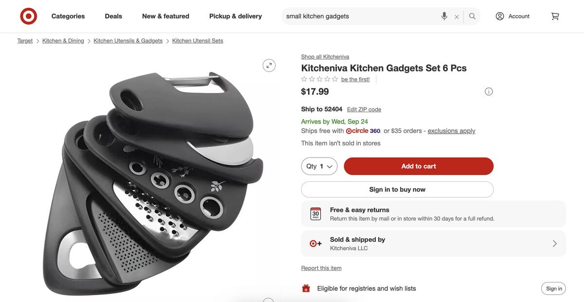 Small kitchen gadgets on Target for Thanksgiving dropshipping