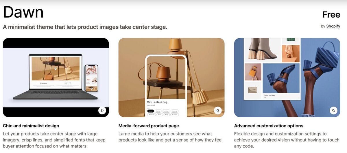 Dawn Shopify free theme for dropshipping