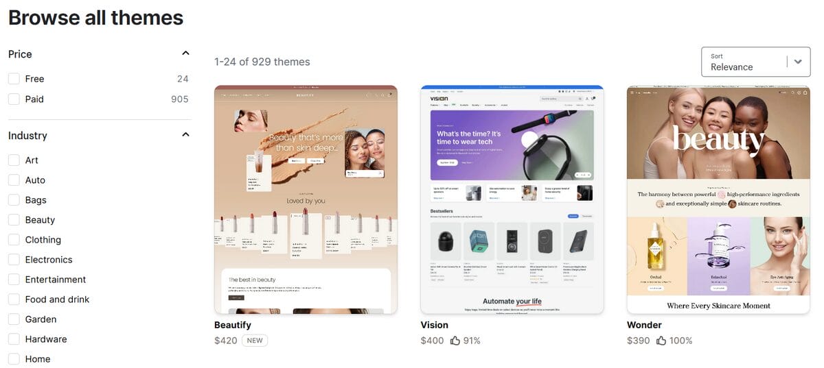 Tips for dropshippers choosing and browsing Shopify themes