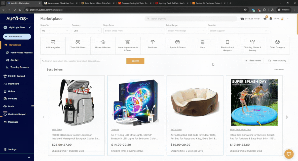 AutoDS's bulk importer tool to automate your dropshipping business