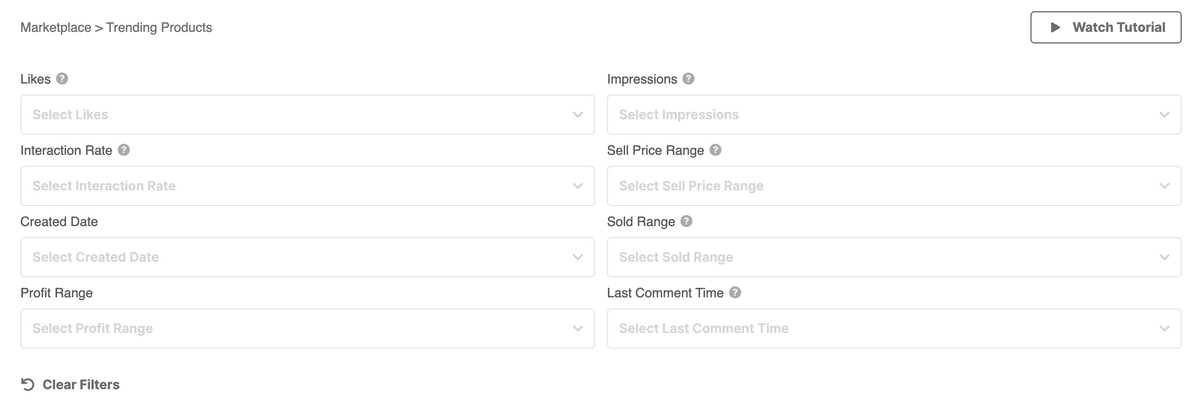 Find trending products with AutoDS using filters by demand and social media engagement