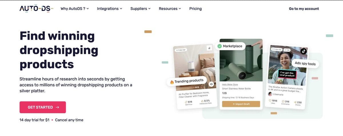 Find trending products with AutoDS's product research tools