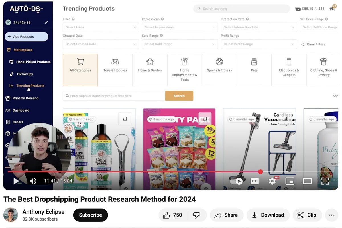 Anthony Eclipse quote about trending products