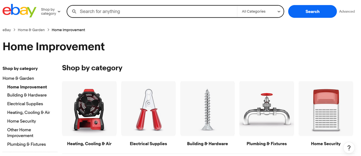 eBay store configuration for dropshipping from Home Depot
