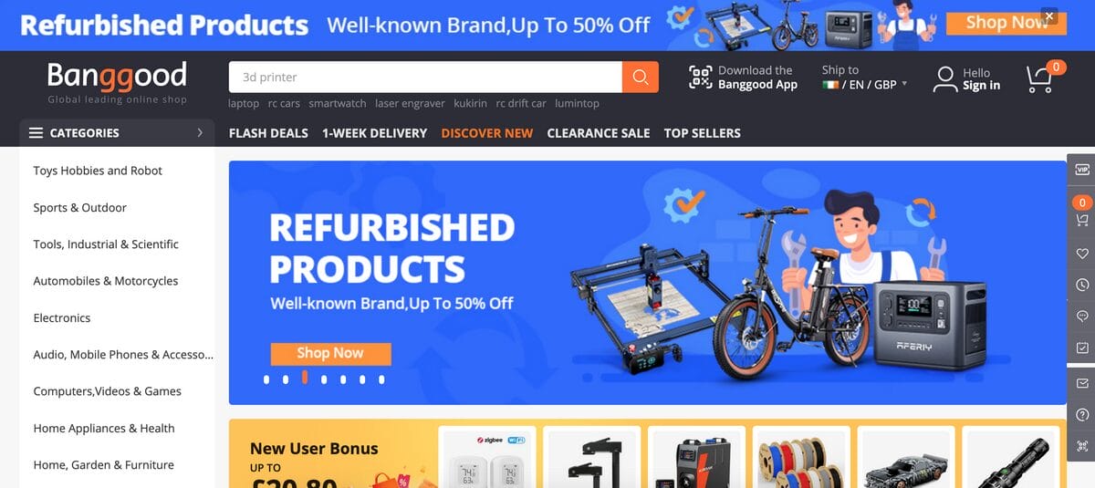 Banggood for tiktok shop uk dropshipping