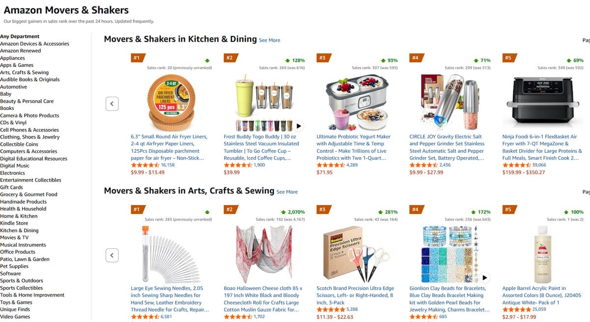 Amazon's Movers & Shakers Overview