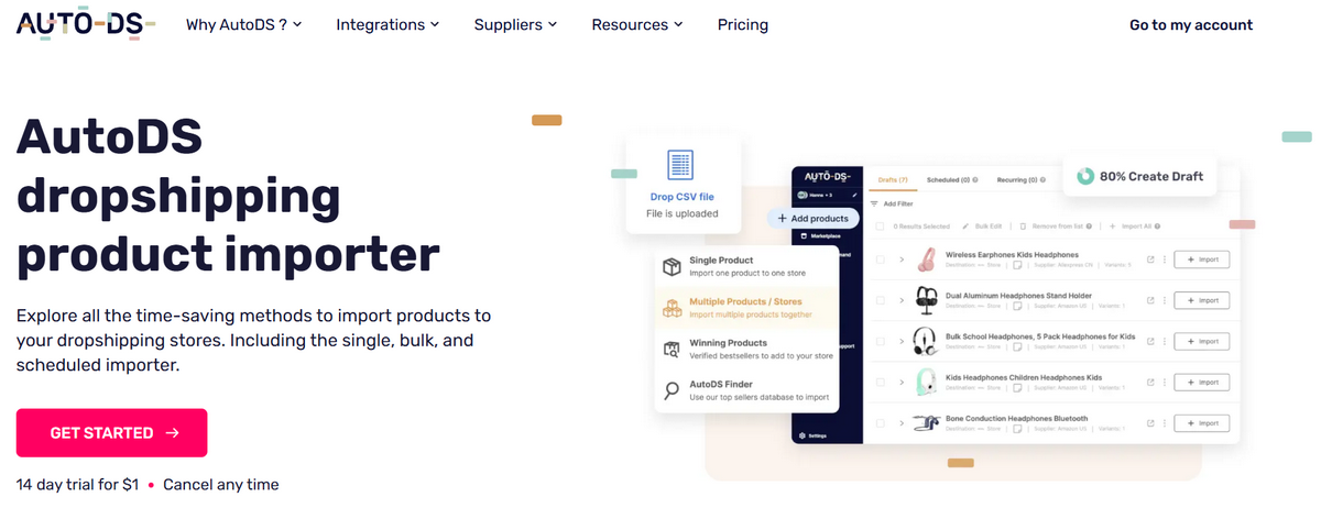 AutoDS Import Capabilities Tool for Multiple Suppliers
