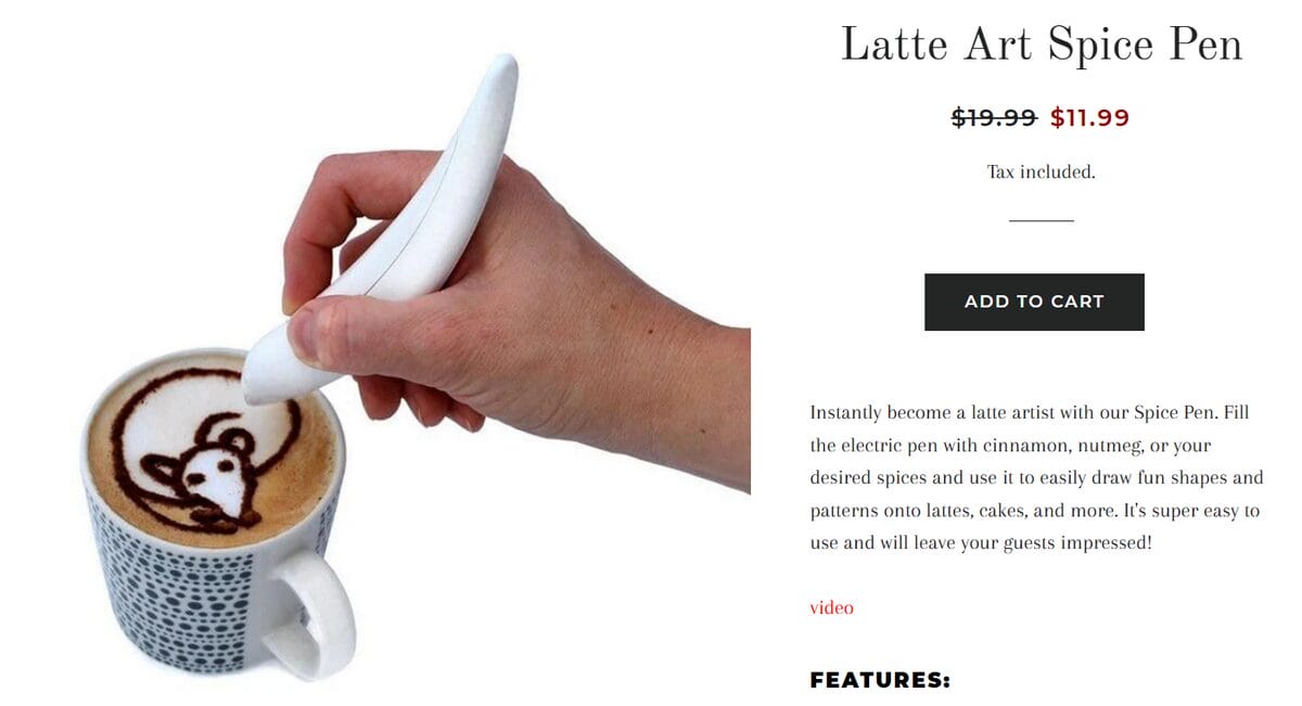Seller’s Website of dropshipping products for November Electircal Latte Art pen