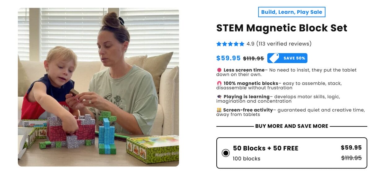 Seller’s Website of dropshipping products for November Magnetic Building Blocks set