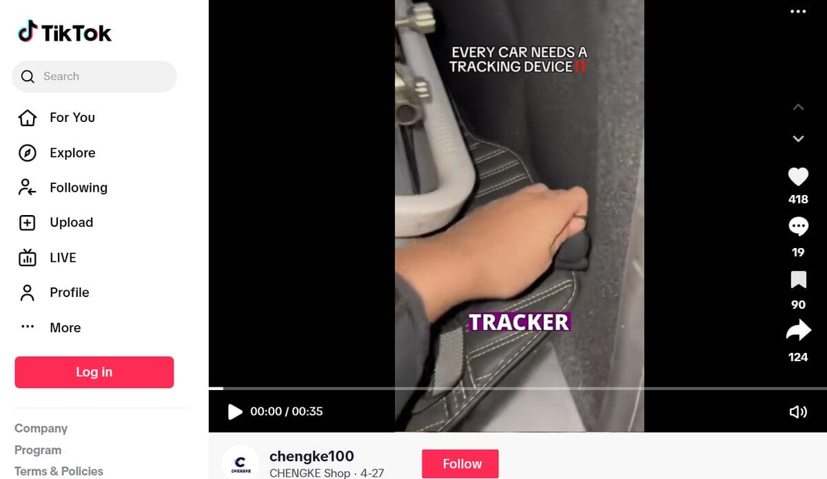 TikTok Ad of products to dropship in November GPS locator  for cars