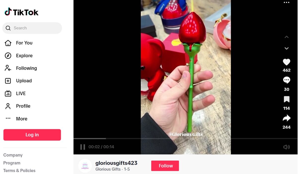 TikTok Ad of products to dropship in November Rose Shape Box for proposals