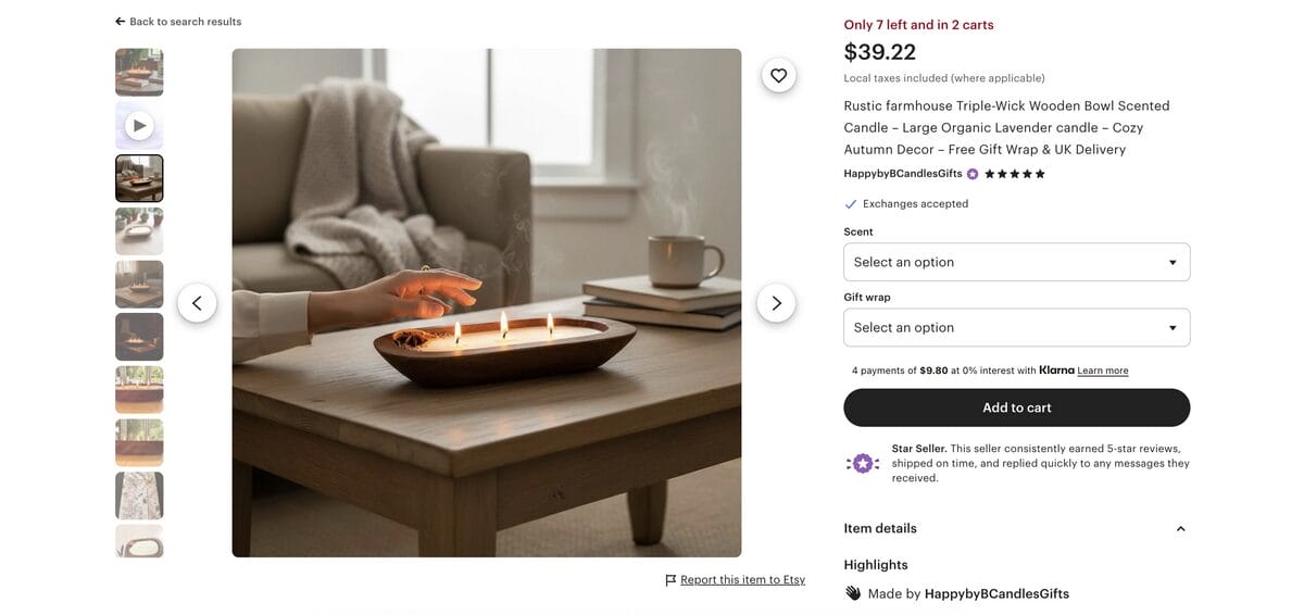 Candle lifestyle shot for dropshipping product images