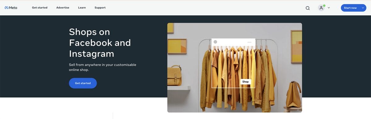 Facebook Shops homepage