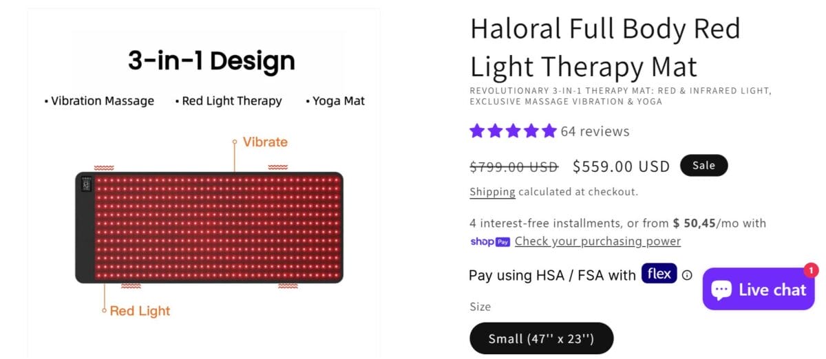 Seller’s Website of dropshipping products for November red light therapy massage mat