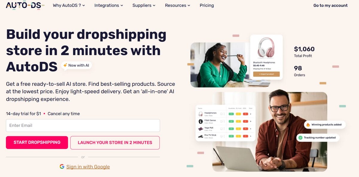 AutoDS dropshipping platform for product sourcing vs other tools