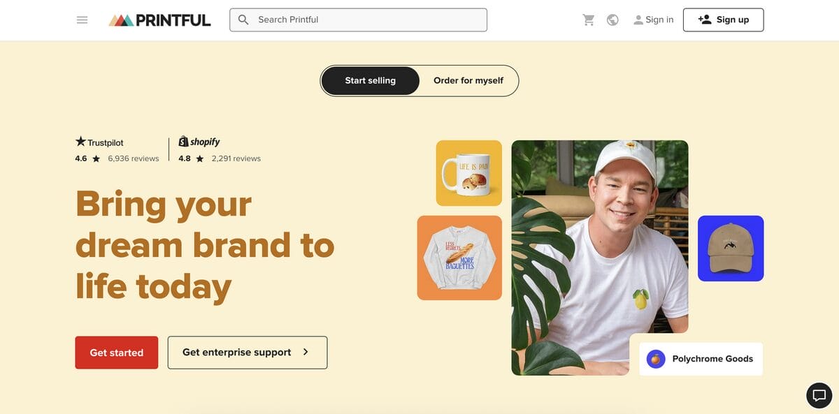 Printful, one of the platforms to add white label products to your dropshipping store