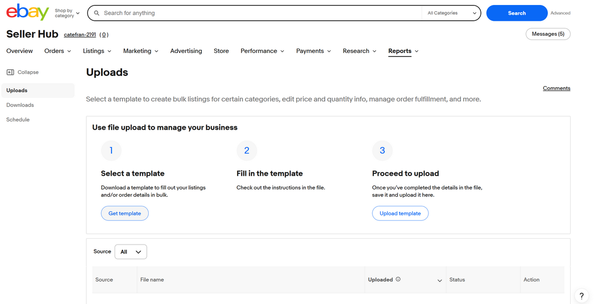 ebay template selection