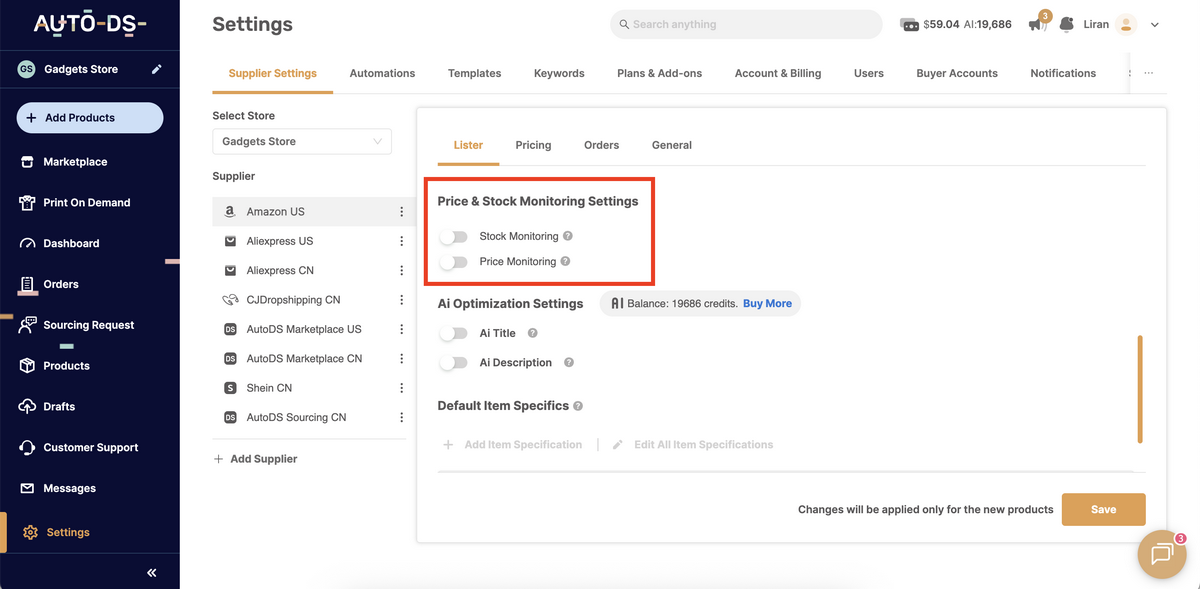 AutoDS's price and stock monitoring to comply with Amazon dropshipping policy